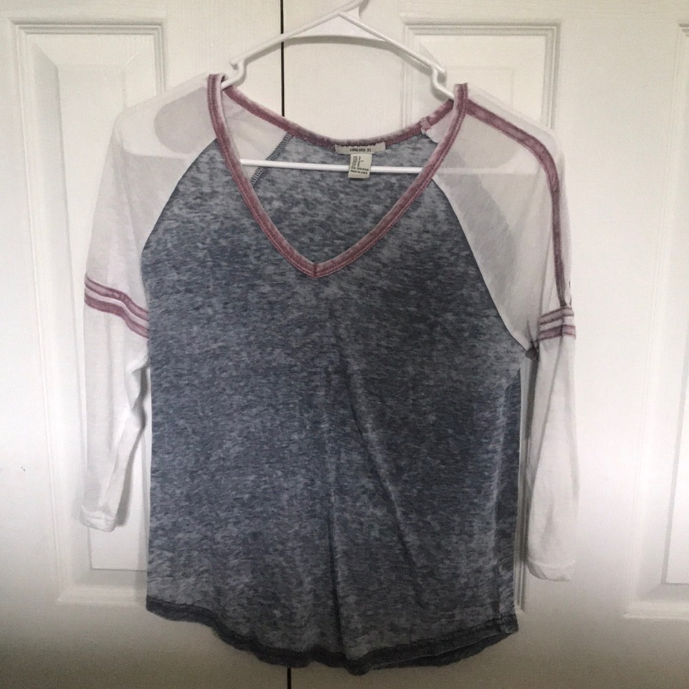 forever 21 3/4 sleeve baseball tee